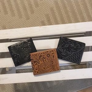 Genuine Leather Bi-fold tooled wallet